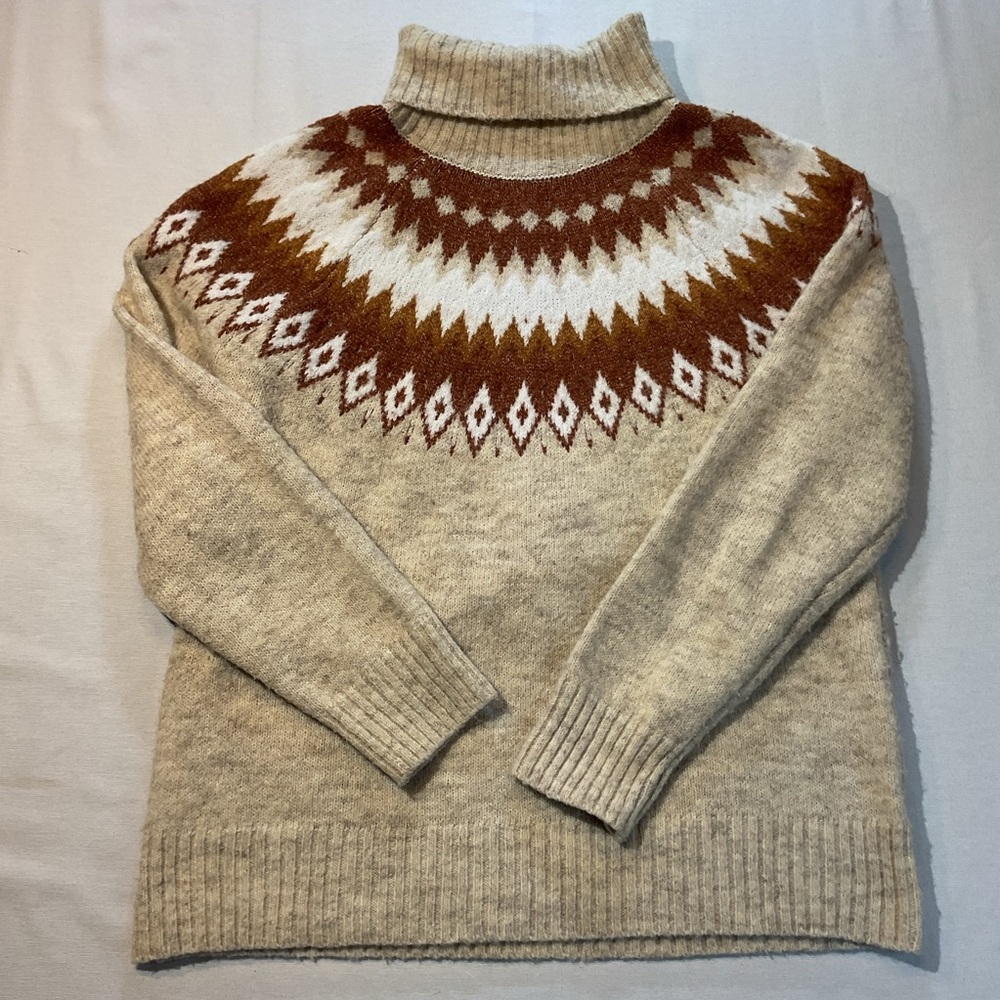 Aspen Womens Turtle Neck Sweater Beige Wool Blend Size Medium‎ Warm Winter